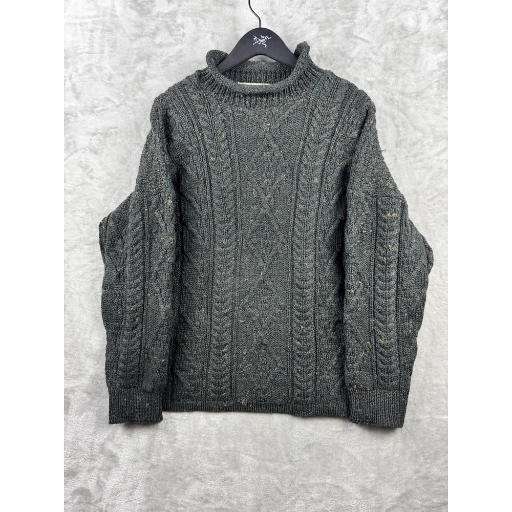 Vintage Irish Homecraft Womens Size Medium Handknit Wool Chunky Sweater Mock